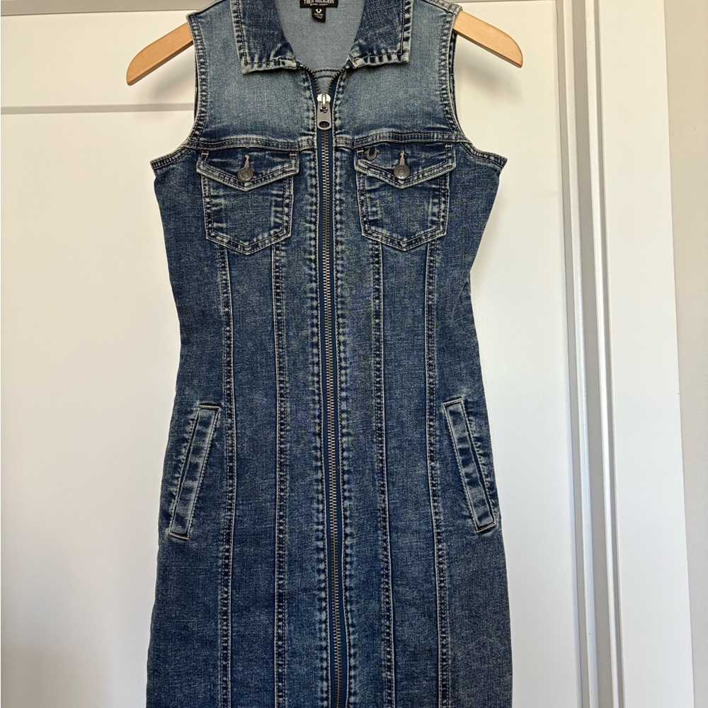 Denim Sleeveless Zip-Up Dress